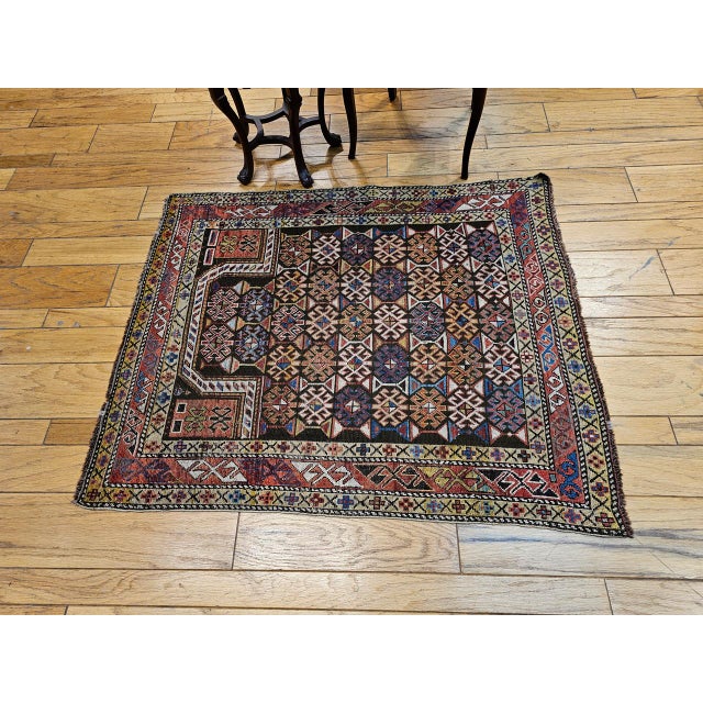 Antique Caucasian Shirvan Area Rug, Handwoven Wool, Prayer Pattern, 1890s, 4' x 5' For Sale - Image 4 of 14