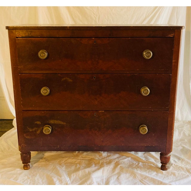 Traditional Mid 19th Century American Empire Mahogany Chest, Gilt Empire Drawer Pulls For Sale - Image 3 of 10