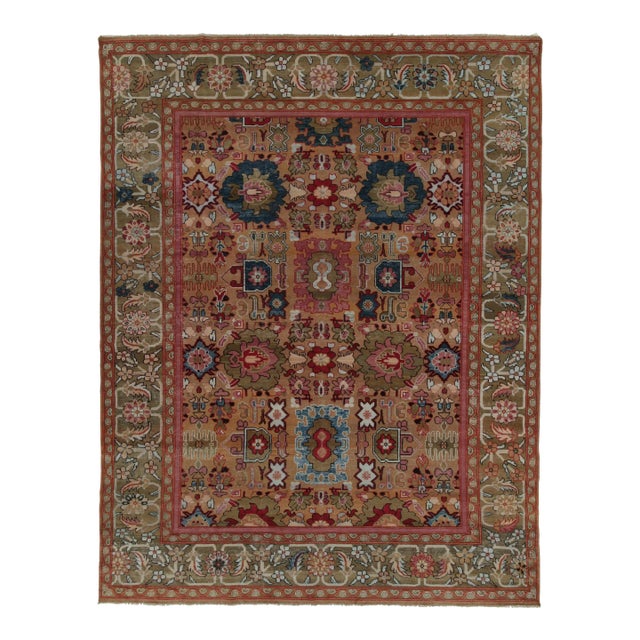Rug & Kilim’s Classic Oushak Style Rug in Pink, Blue and Brown Floral Patterns For Sale