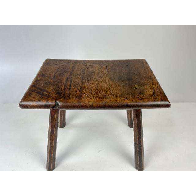 19th Century English Primitive Oak Stool For Sale - Image 12 of 16