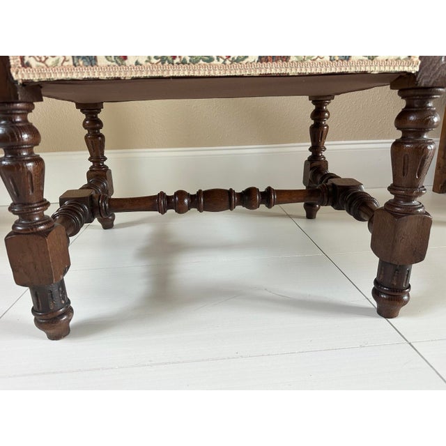 French Louis XIII Hunting Style Carved Walnut Armchair, Circa 1860 For Sale - Image 9 of 12
