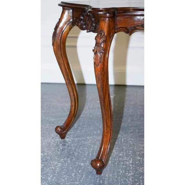 Brown French Carved Hallway Console Table with Cabriole Legs, Late 19th Century For Sale - Image 8 of 18