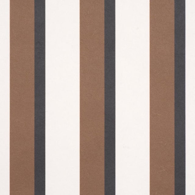 Traditional Sample - Schumacher Rigsby Stripe Wallcovering In Umber For Sale - Image 3 of 6