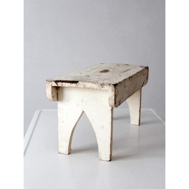 Antique American Farmhouse White Painted Step Stool For Sale - Image 4 of 16