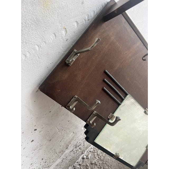 1930s Art Deco Wall Coat Rack with Mirror, 1930s For Sale - Image 5 of 9