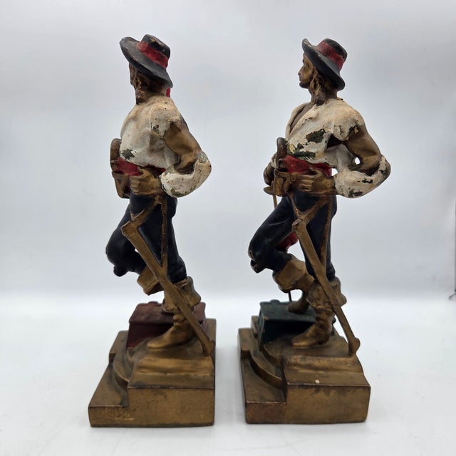Art Deco Nautical Armor Bronze Swashbuckler/Pirate Bookend Pair For Sale - Image 9 of 10