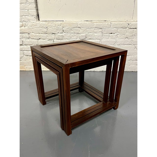 Mid-Century Modern Vintage Solid Rosewood Nesting Tables For Sale - Image 3 of 12
