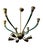 A green metal and brass chandelier designed and manufactured in Italy in the Sixties in the manner of Stilnovo, it's in...