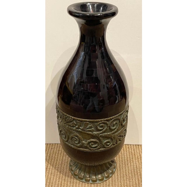 Bronze Late 20th Century Modern Polished Horn & Bronze Vase by Maitland-Smith For Sale - Image 8 of 12