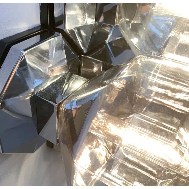 Metal Vintage German Space Age Chrome & Glass Wall or Ceiling Lamp by Motoko Ishii for Staff For Sale - Image 7 of 18