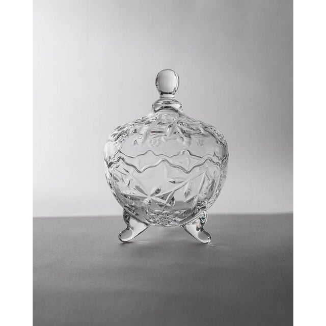 Vintage Clear Glass Footed and Lidded Bonboniere, 1980s For Sale - Image 11 of 11