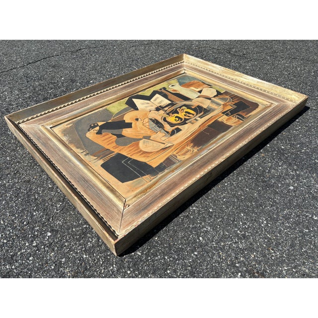 Mid 20th C. Original Cubist Style Print on Board in Significant Period Frame For Sale - Image 10 of 11