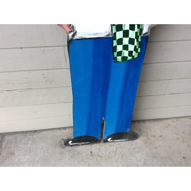 Vintage Late 20th Century French Wood Painted Two Sided Chef Sign For Sale - Image 4 of 13