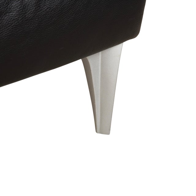 Modern Model 1600 Ottoman in Black Leather from Rolf Benz For Sale - Image 3 of 10