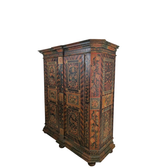 South German Painted Folk Cupboard with Floral Paintings, 1814 For Sale - Image 3 of 9