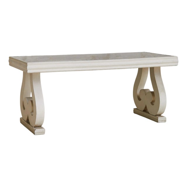 French Wood Base Églomisé Coffee Table with Unicorn Motif, 1940s For Sale