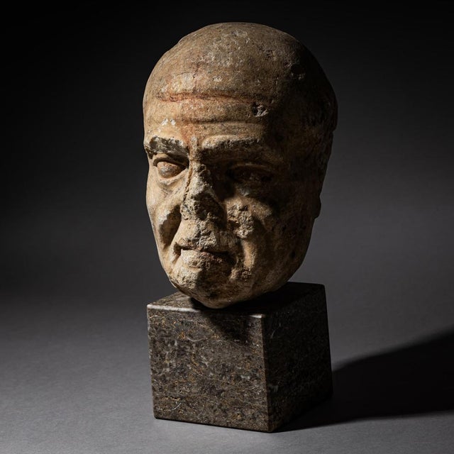 Marble & Granite Head of an Elderly Man, 1800s For Sale - Image 4 of 7