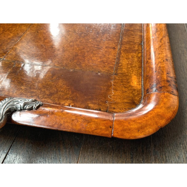 Brown Dutch Burl Wood Serving Tray For Sale - Image 8 of 11