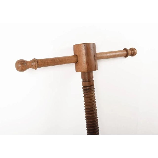 Large Walnut Wine Press Screw Sculpture, Italy, 1900s For Sale - Image 5 of 12