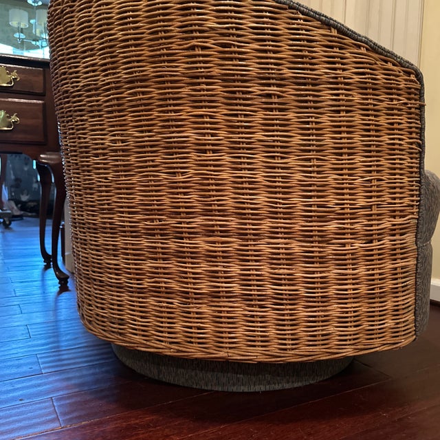 Wood 1980s Wicker Swivel Barrel Chair - Attributed to Adrian Pearsall For Sale - Image 7 of 12