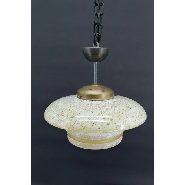 Modern Art Deco Pendant Light in Acid-Etched Glass, 1930 For Sale - Image 9 of 10