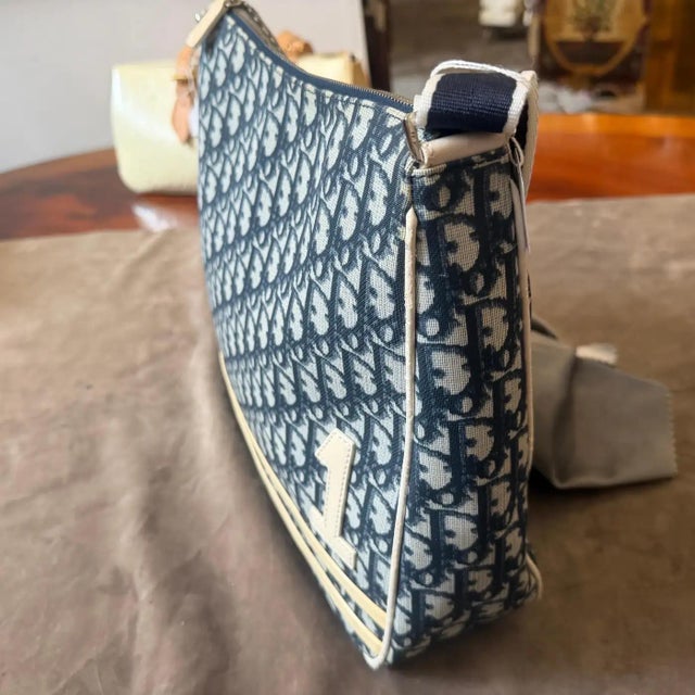 2000s Christian Dior Oblique Monogram Navy Blue Crossbody Bag For Sale - Image 11 of 18