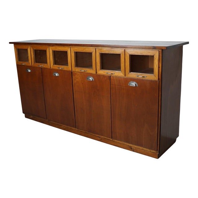 Vintage Dutch Beech and Oak Haberdashery Cabinet, 1950s For Sale