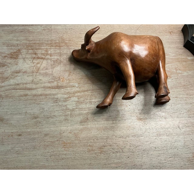 Vintage Hand Carved Wooden Sculpture of an Asian Water Buffalo For Sale In Chicago - Image 6 of 8
