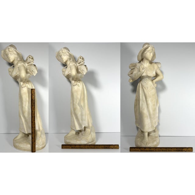 19th Century Adolfo Luchini Alabaster Sculpture: Italian Harvest Maiden, 20" For Sale - Image 10 of 10