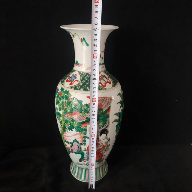 Chinese Ceramic Vase,Kangxi Marked Famille Verte Porcelain Vase Hand Painted Playing Children Pattern For Sale - Image 10 of 12