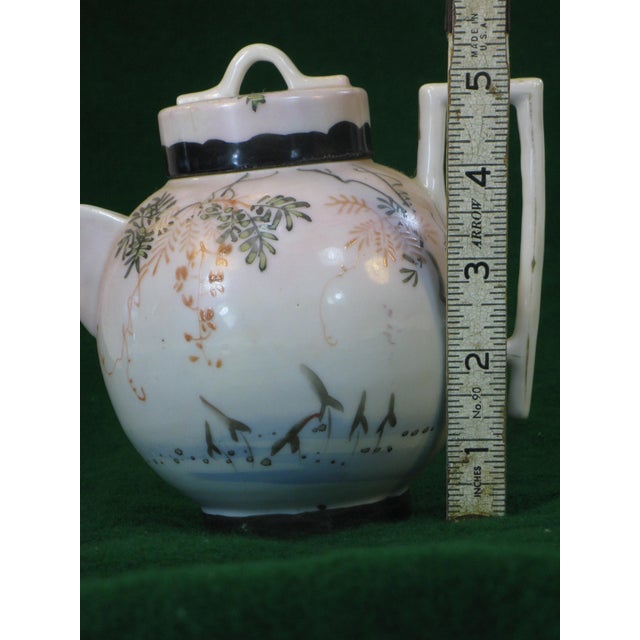 Mid 19th Century Satsuma Teapot Hand-Painted Vines & Blossoms Square Handle Japanese Meiji Period Signed For Sale - Image 18 of 18