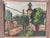 A captivating 1954 mid-century American expressionist village scene by artist Ethel G. Baum. Executed with thick, impasto-...