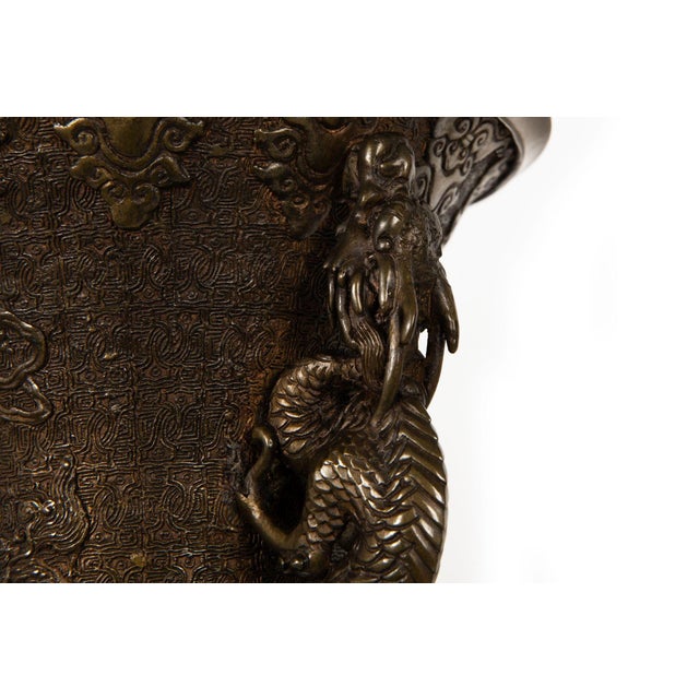 Pair of Antique Japanese Bronze Vasiform Table Lamps For Sale - Image 11 of 18