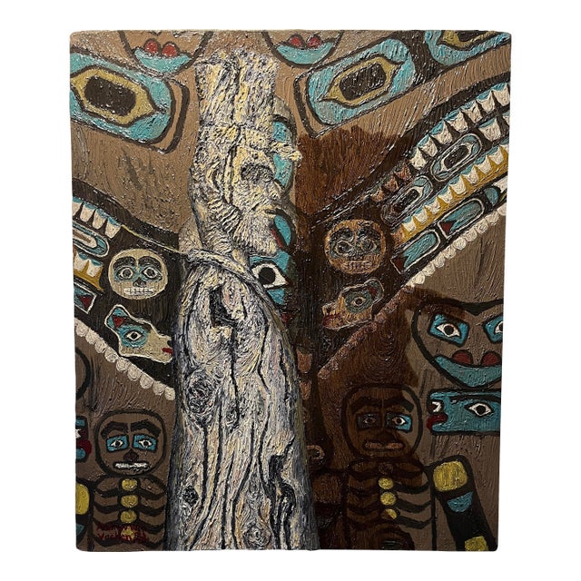 1959 Oil on Canvas Painting “The Tlingit Lincoln" by Andrew William Vachon s.j. For Sale