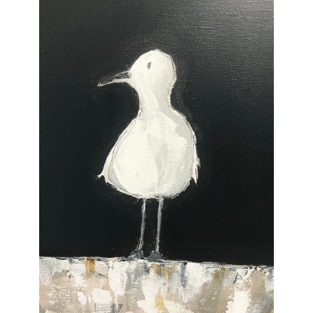 Original Seagull Bird Acrylic Painting, Linda Hilbrants, Signed & Framed, 20” H × 16” W For Sale - Image 4 of 9