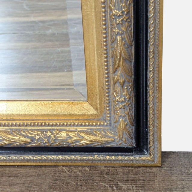 Wood Framed Mirror With Carving and Gilding For Sale - Image 4 of 5
