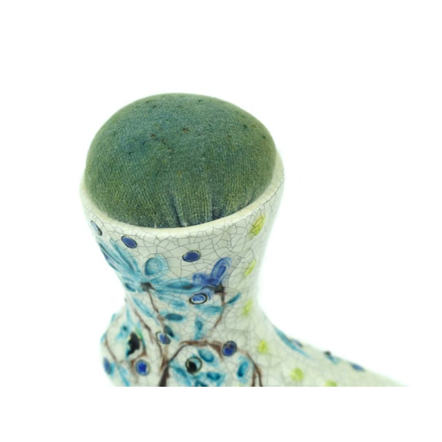 Mid 20th Century Hand Painted Craquelure Woman Boot Style Pincushion Italy For Sale - Image 4 of 5