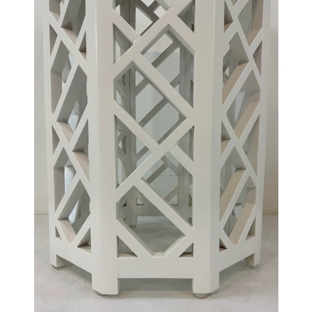 Modern White Wood Octagonal Fretwork Side Table Chairish