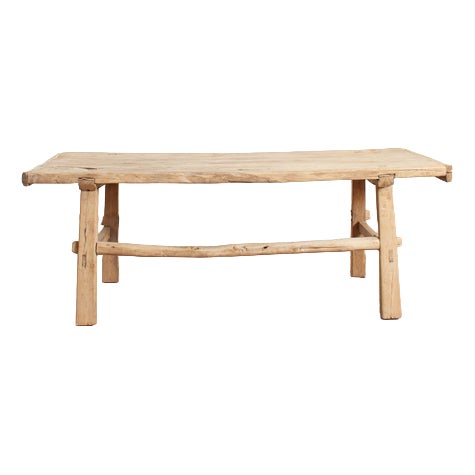 Antique Rustic Elm Coffee Table, 1920s For Sale