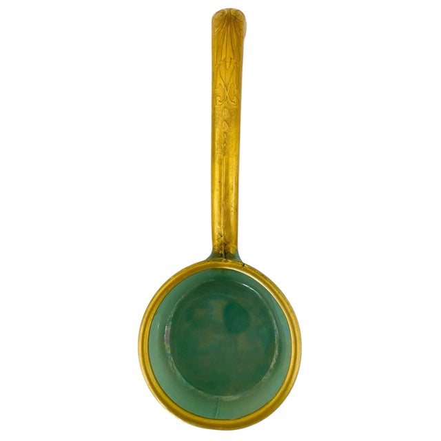 1940s 1940s Green Glass Mayonnaise Bowl With Serving Spoon For Sale - Image 5 of 7
