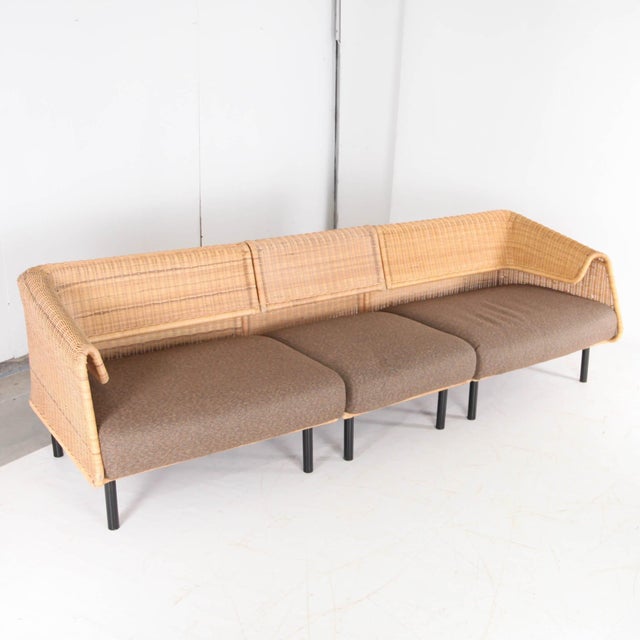 Wood Wicker Modular Sofa, 1990s, Set of 3 For Sale - Image 7 of 16