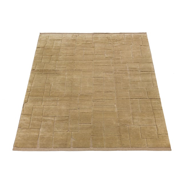 Textile Modern Moroccan Style Geometric Wool Area Rug in Warm Camel Neutral For Sale - Image 7 of 12