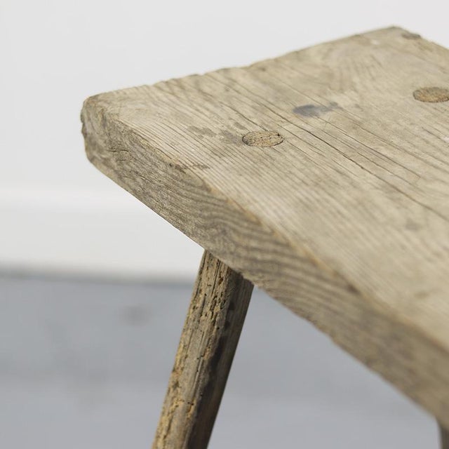 Rustic Primitive Wabi Sabi Old Farmhouse Workbench / Side Table For Sale - Image 3 of 13