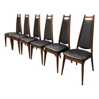 Mid 20th Century A Set of 6 Vintage Very Rare Find High Back Dining Chairs Attributed to Adrian Pearsall For Sale