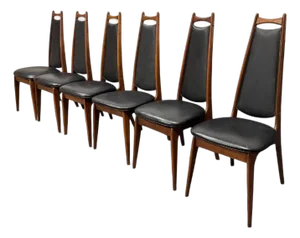 Mid 20th Century A Set of 6 Vintage Very Rare Find High Back Dining Chairs Attributed to Adrian Pearsall