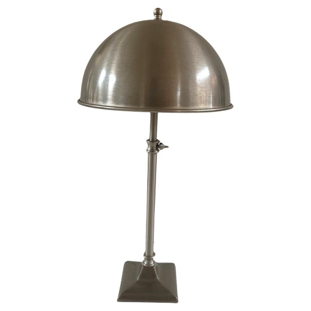 Silver Vintage Nickle Plated Adjustable Table Lamp with Hardwired Integral Helmet Shade For Sale - Image 8 of 17