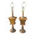 Vintage Matching Wood Table Lamps With Amber Glass Night Lights - a Pair For Sale