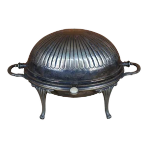 Antique English Barker Brothers Silver Plate Domed Warm Serving Chafing Dish