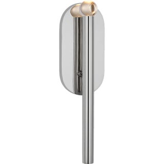 Kelly Wearstler for Visual Comfort Signature Rousseau Medium Bath Sconce in Polished Nickel with Clear Glass Orb For Sale