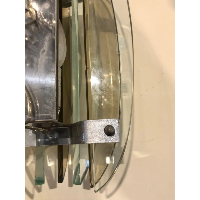 Copper Mid-Century Italian Modern Glass & Metal Wall Sconces from Veca, Set of 2 For Sale - Image 8 of 10